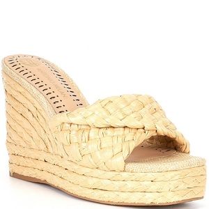 Antonio Melani Magee Braided Raffia Wedges Espadrilles perfect spring heels 8.5